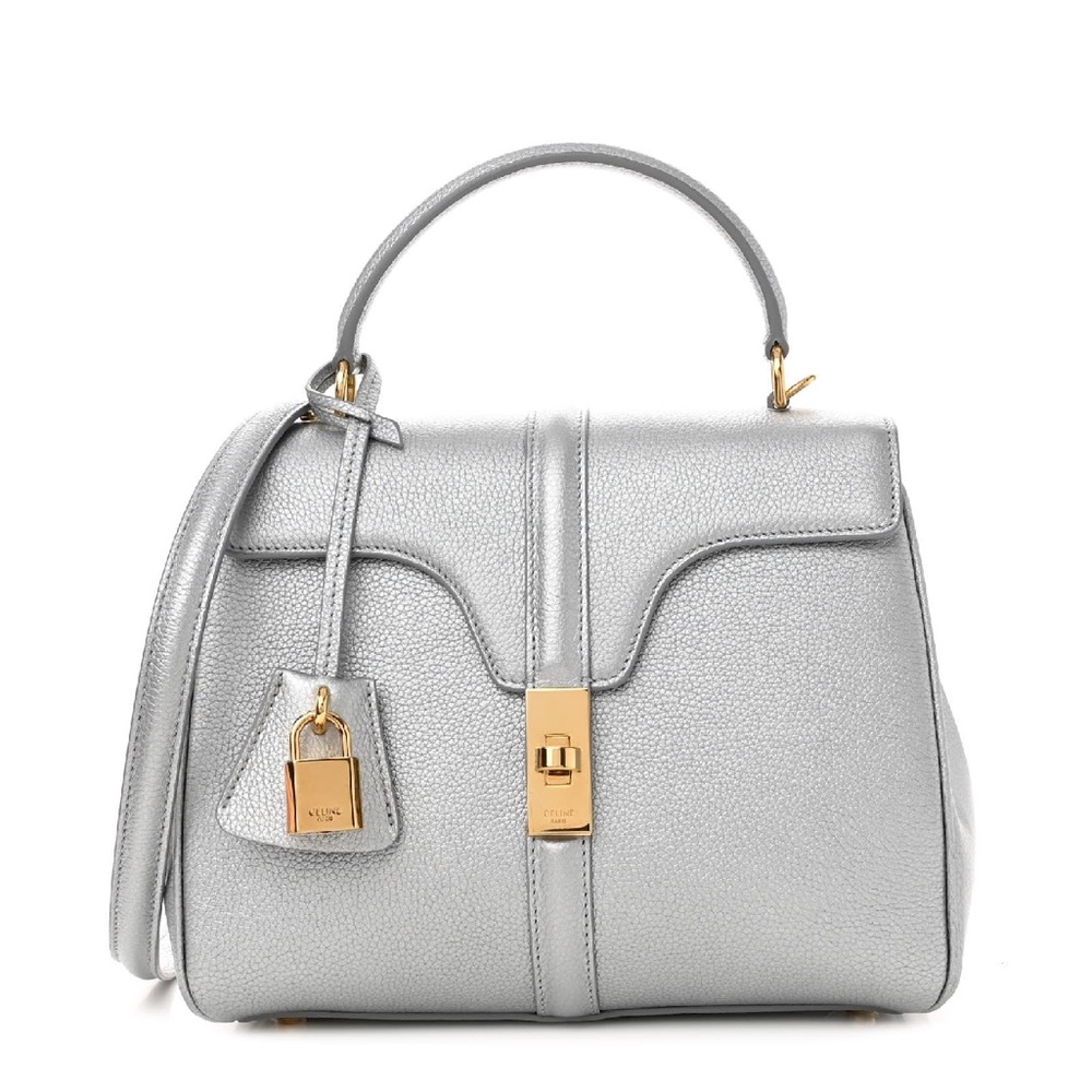 Celine laminated grained calfskin small 16 top handle bag